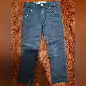 Zara Girl's Moto Pants Size 5 Navy Blue